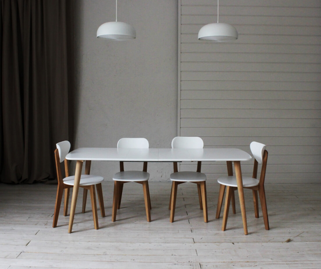 DOUBLE IDEL, белый раздвижной прямоугольный стол с прямыми ножками, 1200 х 700 + 2 х 400