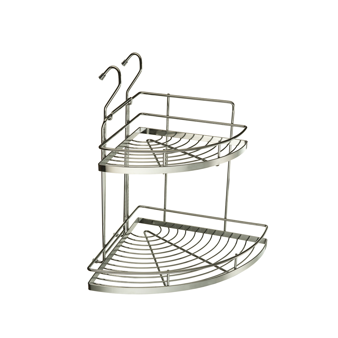 Полка угловая двухярусная, хром (YJ-G209)