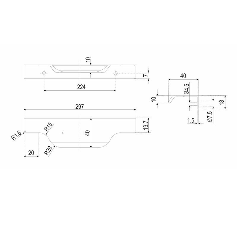 Ручка RT111BL.1/224/300 TERA черный матовый