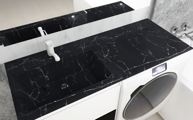 Раковина Uperwood Марсал 1200 L черный мрамор